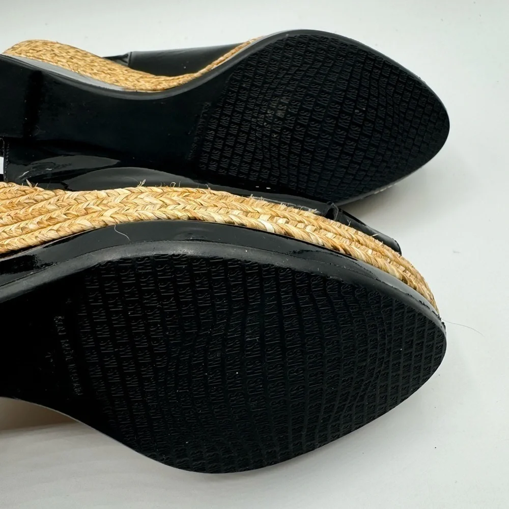 Stuart Weitzman Wedge Espadrille 5.5 Bkack patent Leather